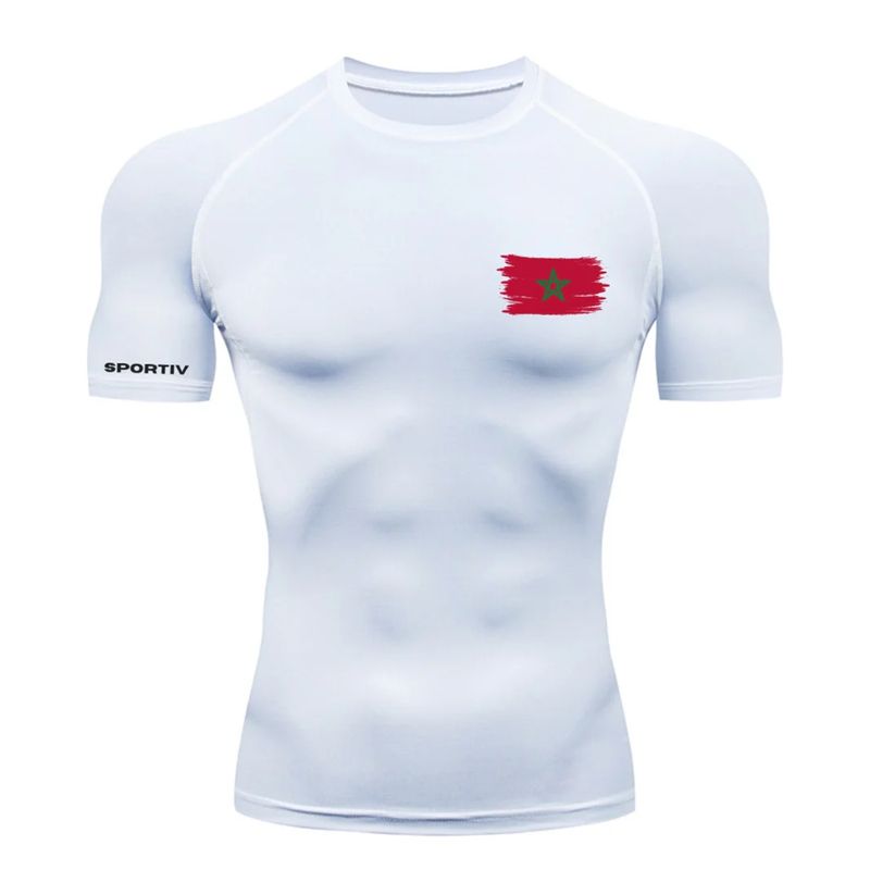 Flag Print Short Sleeve Compre – обзор и цена Running Gear Winter